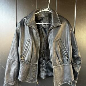 Tannery West Black Leather Zip Jacket Women’s Medium Vintage Classic